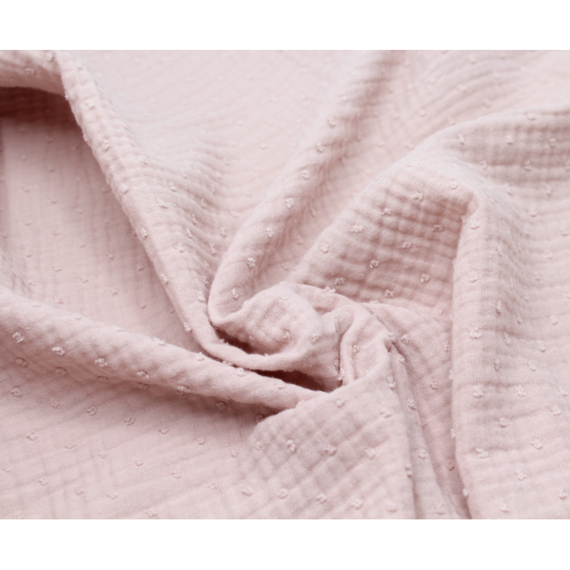 Double gaze de coton BIO plumetis rose thé Double gaze de coton BIO plumetis rose thé