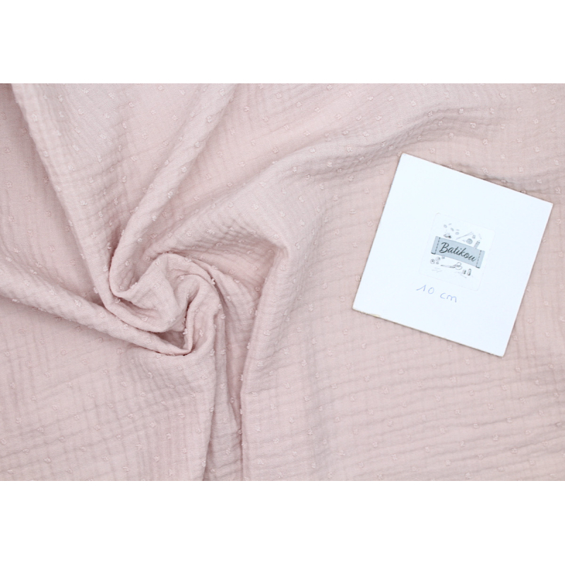 Double gaze de coton BIO plumetis rose thé Double gaze de coton BIO plumetis rose thé
