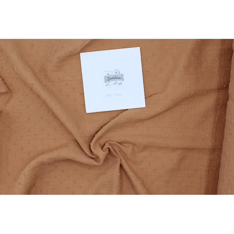 Double gaze de coton BIO plumetis camel
