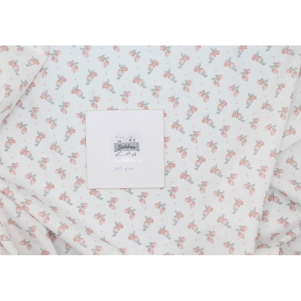 Popeline fine coton BIO fleurie motif exclusif HANA