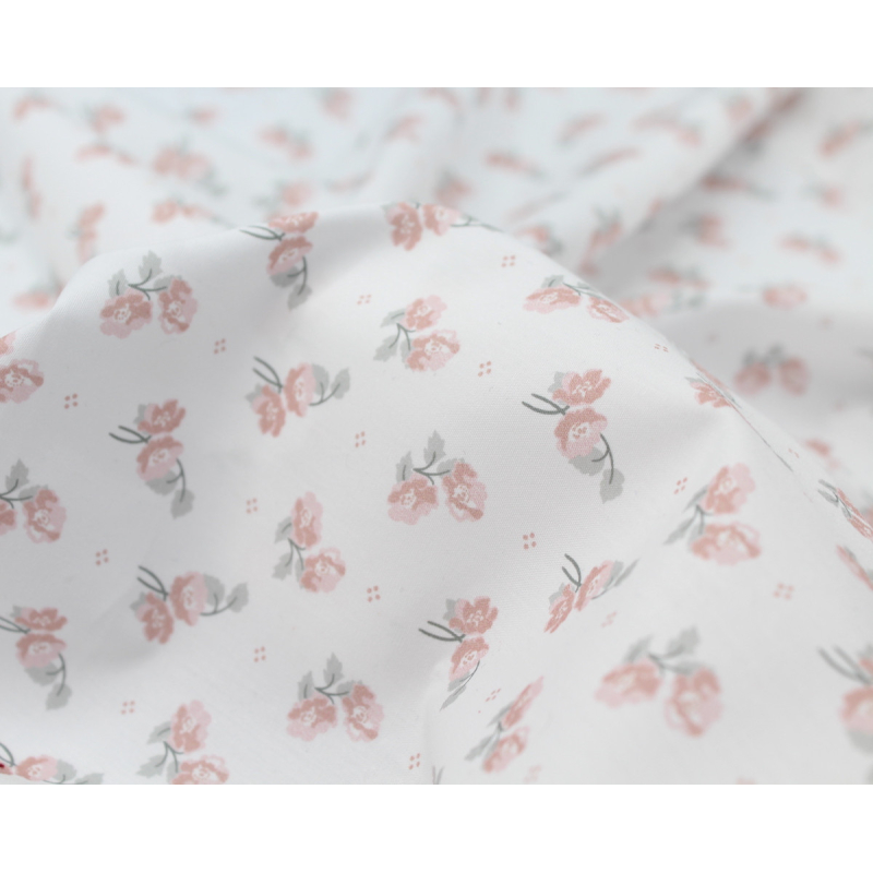 Popeline fine coton BIO fleurie motif exclusif HANA