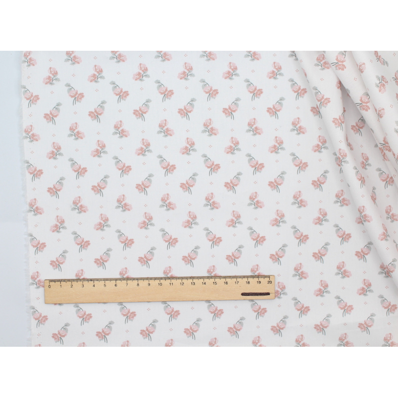 Popeline fine coton BIO fleurie motif exclusif HANA