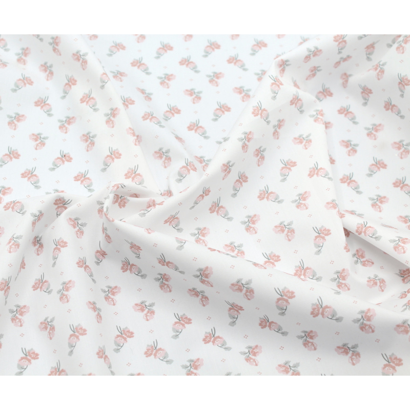 Popeline fine coton BIO fleurie motif exclusif HANA