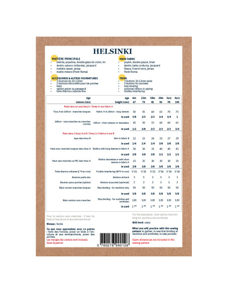 Pochette patron Ikatee HELSINKI 6M-4A