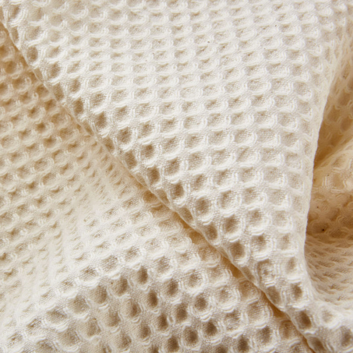 Tissu éponge nid d'abeille % coton Bio organique écru