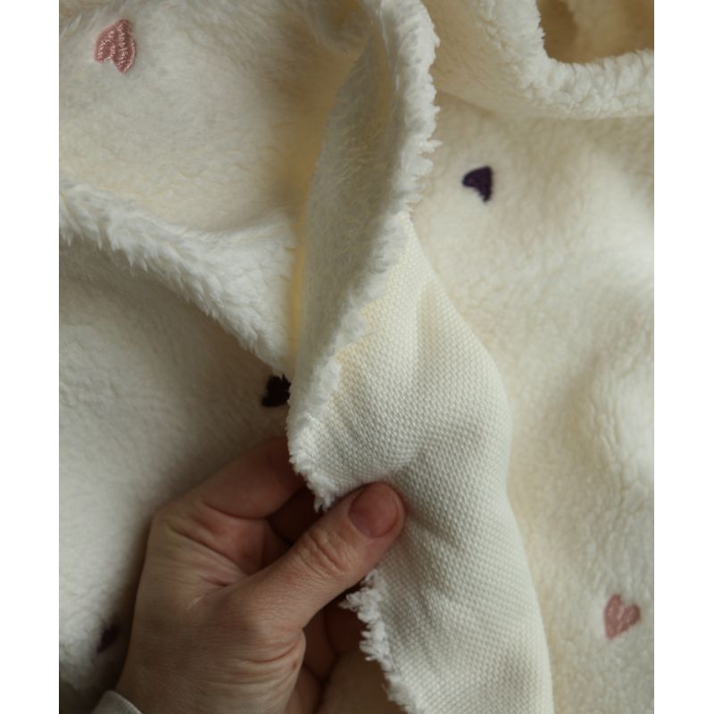 Teddy / moumoute sherpa bouclettes broderies coeurs