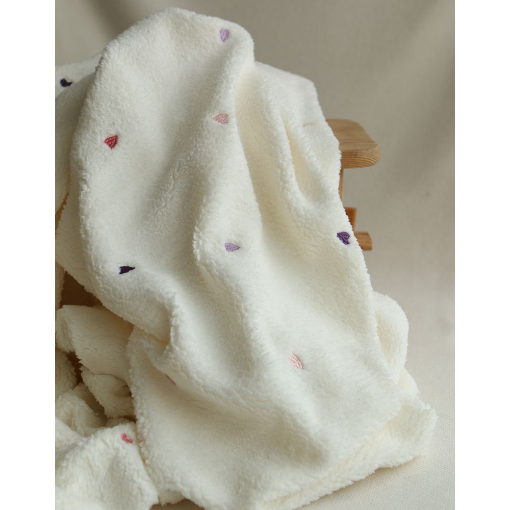 Teddy / moumoute sherpa bouclettes broderies coeurs