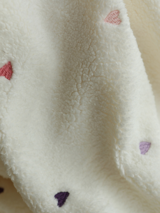 Teddy / moumoute sherpa bouclettes broderies coeurs