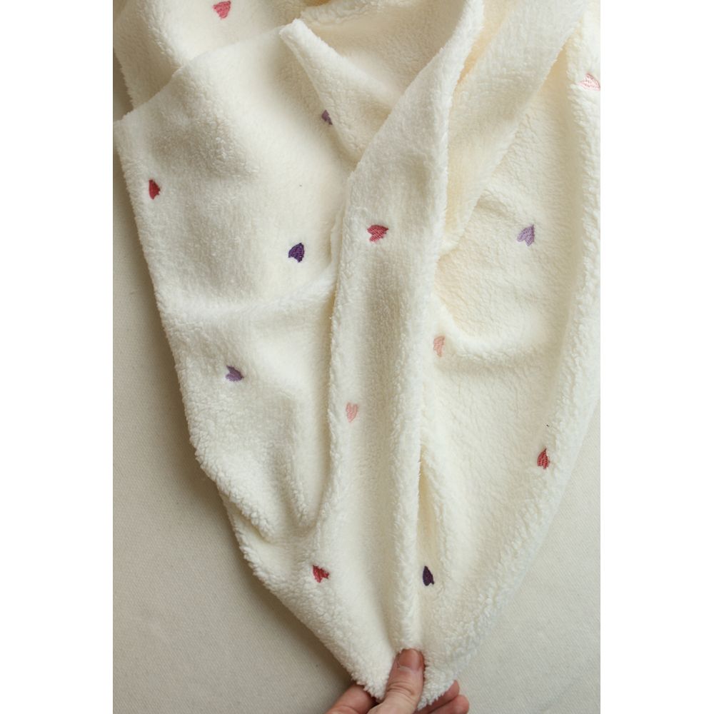 Teddy / moumoute sherpa bouclettes broderies coeurs