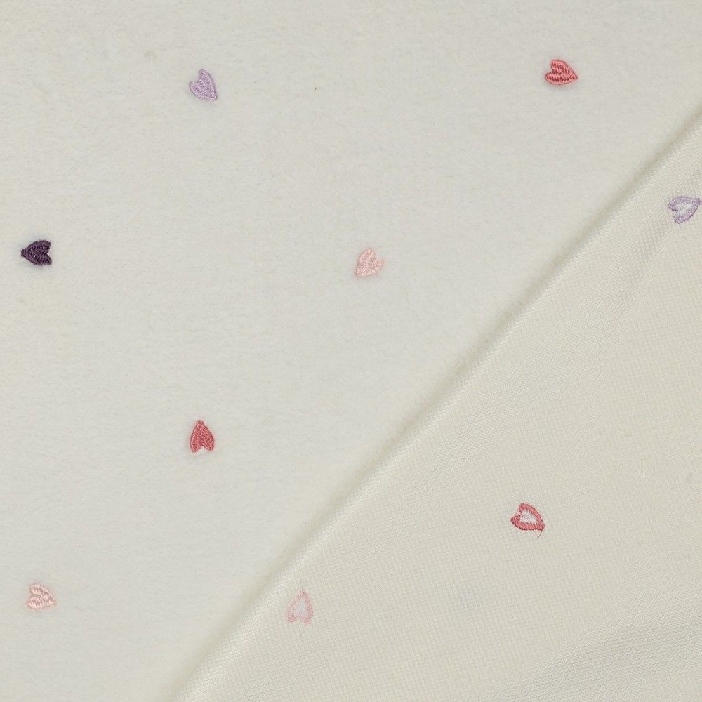 Teddy / moumoute sherpa bouclettes broderies coeurs