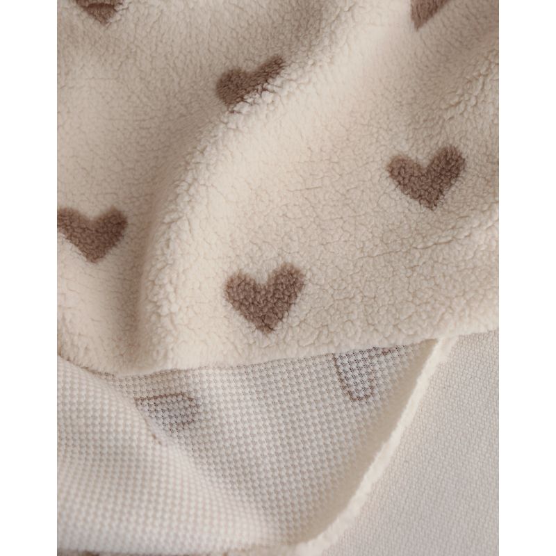 Teddy / moumoute bouclé fond lait motif coeurs