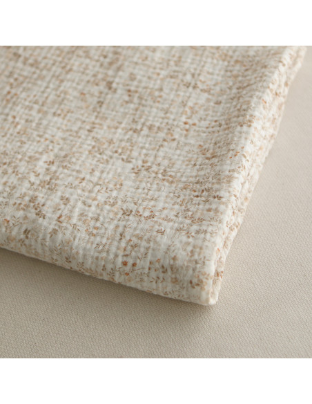 Double gaze de coton imprimés fleuri beige clair