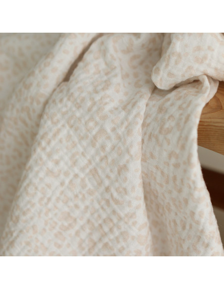 Double gaze de coton imprimés graou beige clair