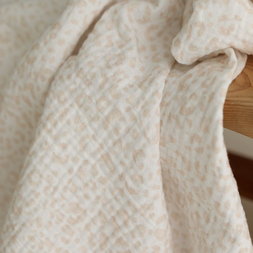 Double gaze de coton imprimés graou beige clair