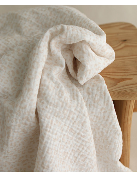 Double gaze de coton imprimés graou beige clair