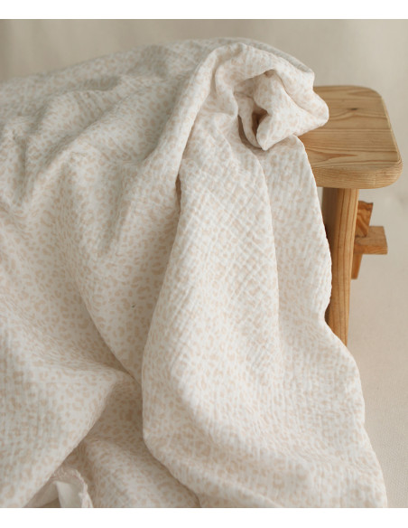Double gaze de coton imprimés graou beige clair