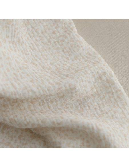 Double gaze de coton imprimés graou beige clair