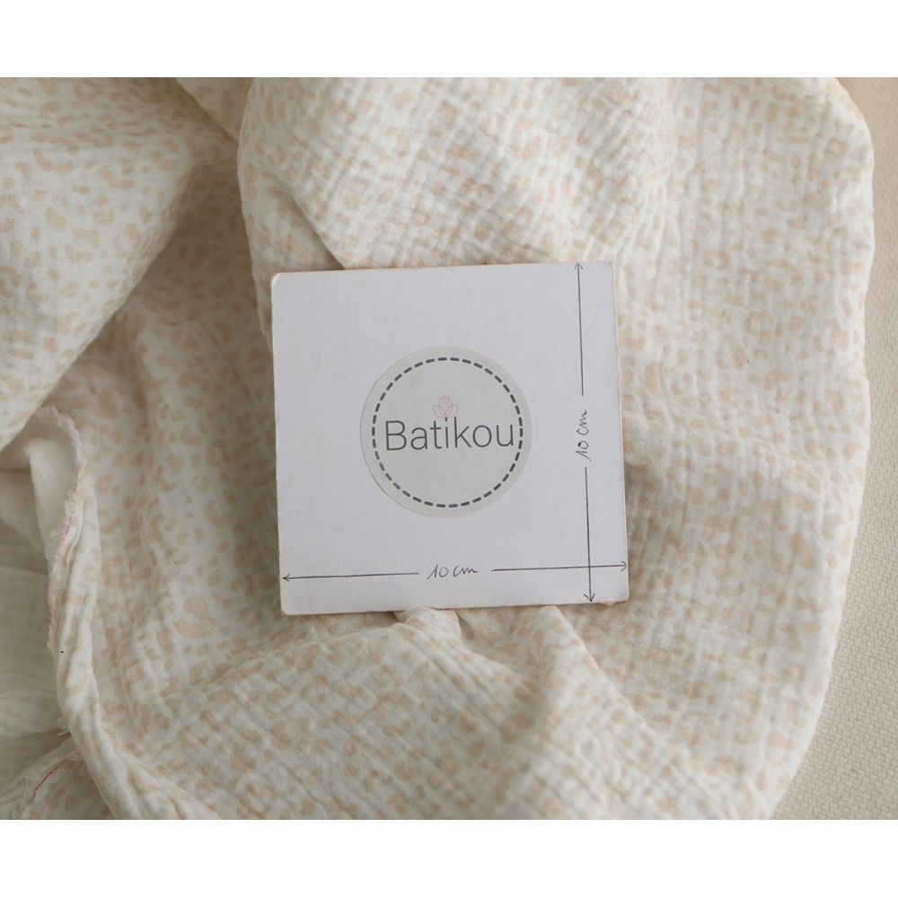 Double gaze de coton imprimés graou beige clair