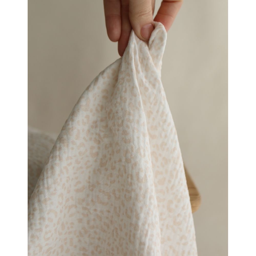 Double gaze de coton imprimés graou beige clair