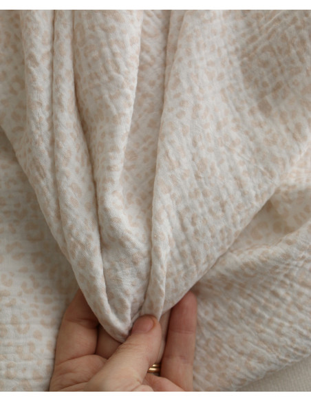 Double gaze de coton imprimés graou beige clair