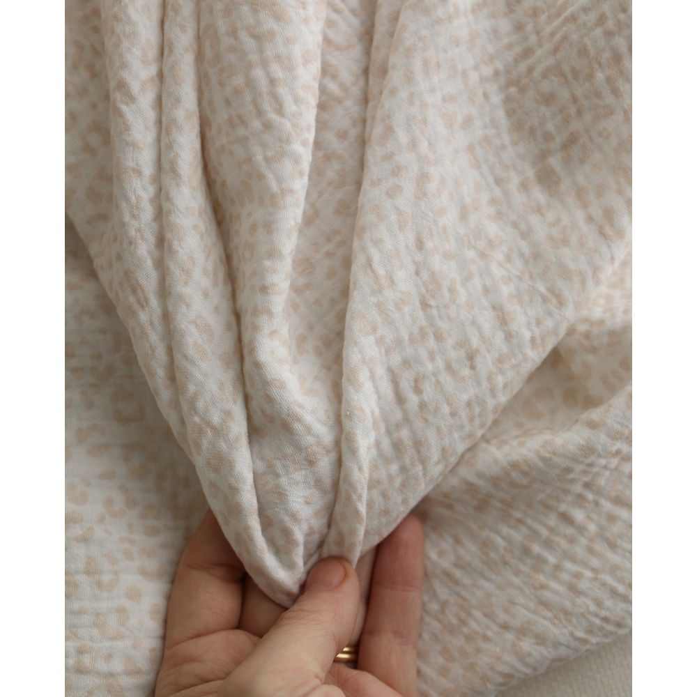 Double gaze de coton imprimés graou beige clair