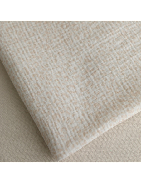 Double gaze de coton imprimés graou beige clair