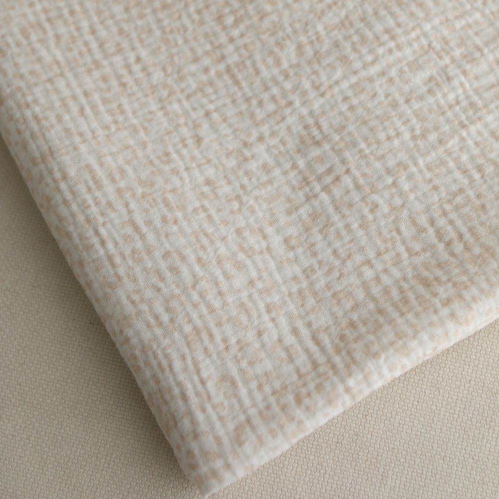 Double gaze de coton imprimés graou beige clair
