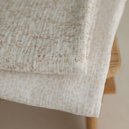 Double gaze de coton imprimés graou beige clair Double gaze de coton imprimés graou beige clair