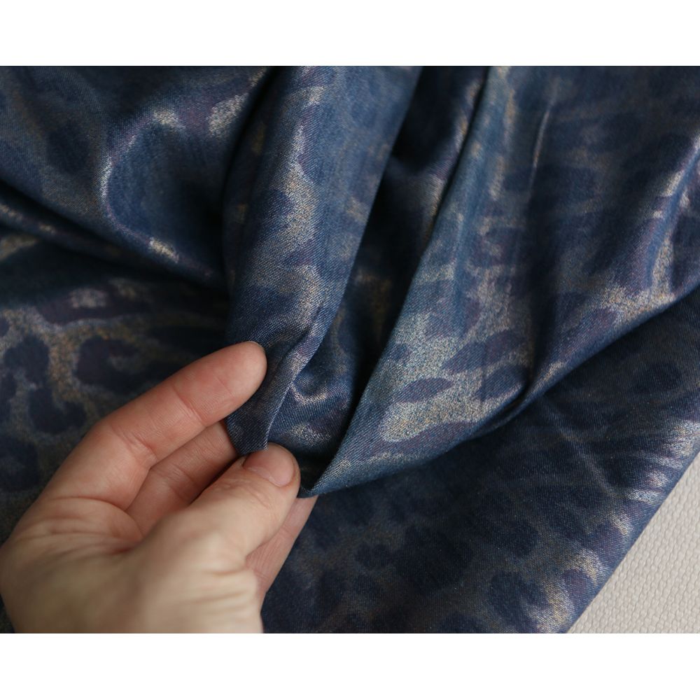 Jean denim léger coton 120gr imprimé foil Graou