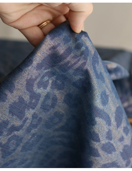 Jean denim léger coton 120gr imprimé foil Graou