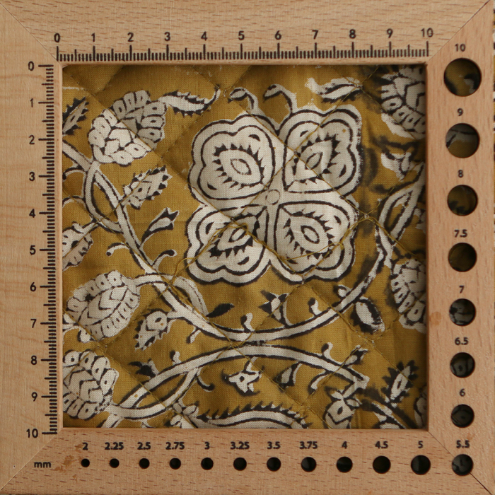 Nisha & Sita - Tissu indien matelassé double face coton hand block teal largeur 100cm