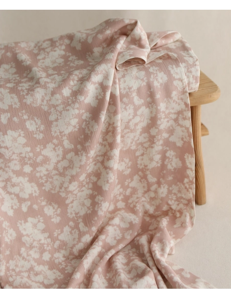 Carmella - Crêpe de viscose imprimé fleuri rose blush