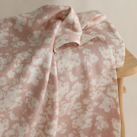 Carmella - Crêpe de viscose imprimé fleuri rose blush