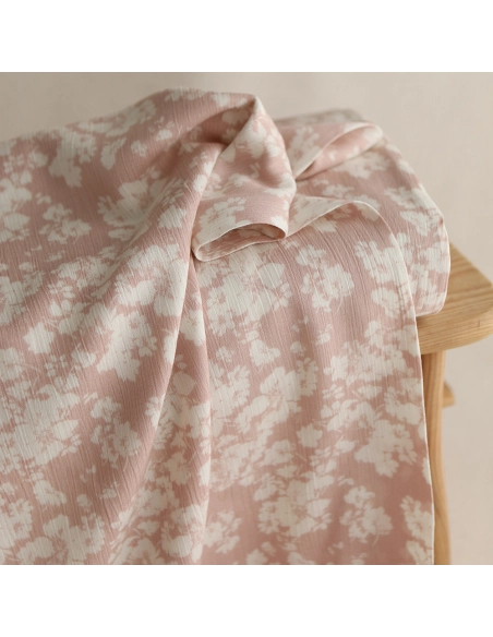 Carmella - Crêpe de viscose imprimé fleuri rose blush