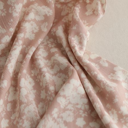 Carmella - Crêpe de viscose imprimé fleuri rose blush