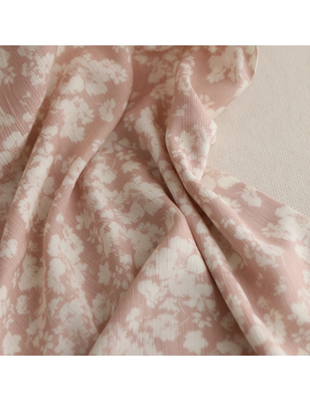 Carmella - Crêpe de viscose imprimé fleuri rose blush