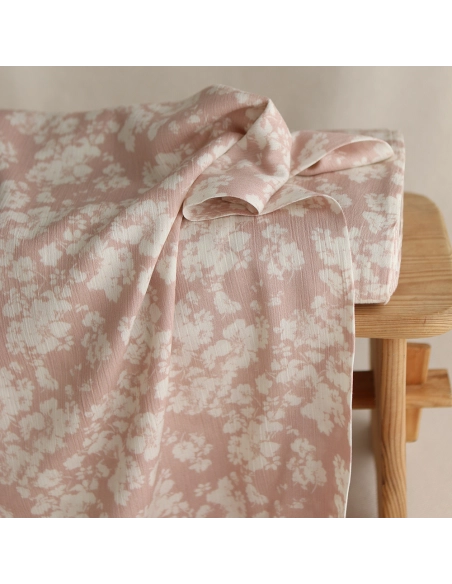 Carmella - Crêpe de viscose imprimé fleuri rose blush