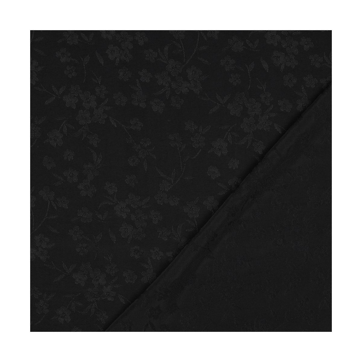 Jasmine - Viscose tissage jacquard fleuri noir Jasmine - Viscose tissage jacquard fleuri noir