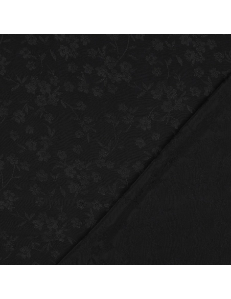 Jasmine - Viscose tissage jacquard fleuri noir