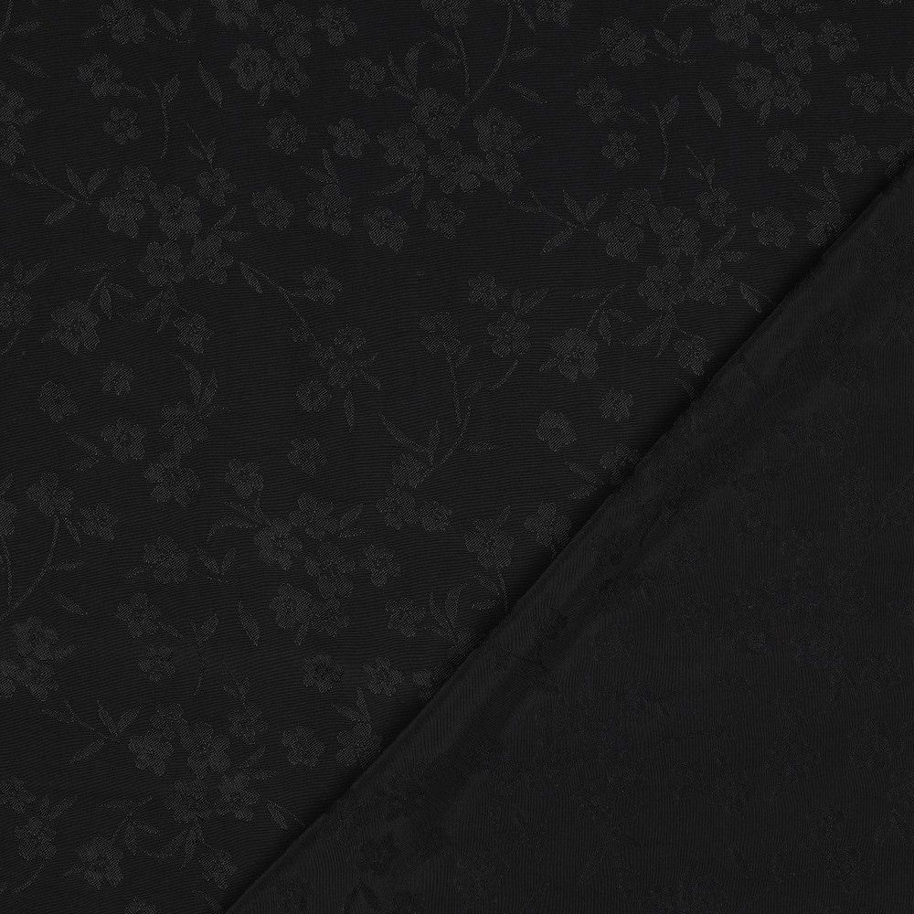 Jasmine - Viscose tissage jacquard fleuri noir