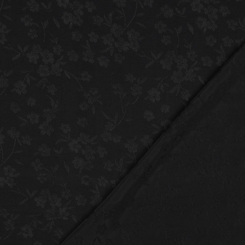 Jasmine - Viscose tissage jacquard fleuri noir