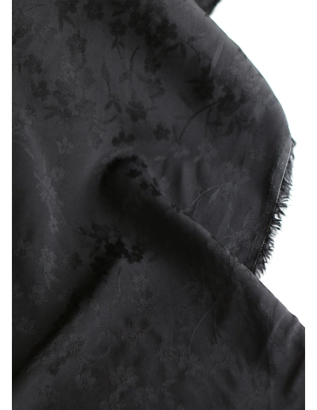 Jasmine - Viscose tissage jacquard fleuri noir