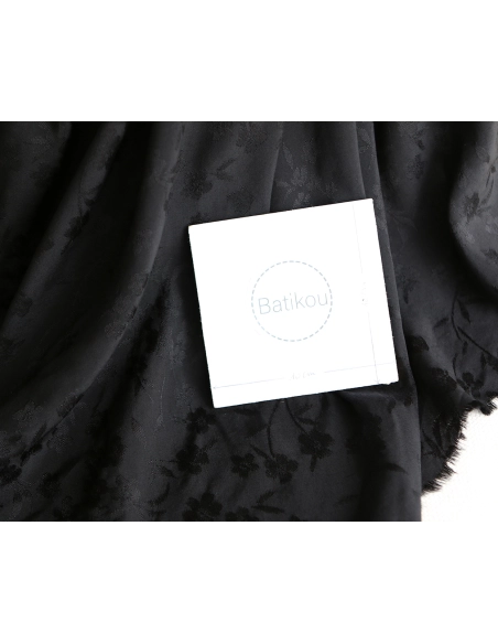 Jasmine - Viscose tissage jacquard fleuri noir