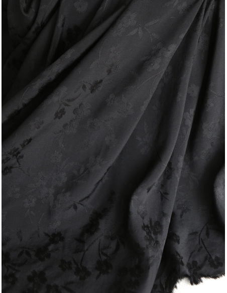 Jasmine - Viscose tissage jacquard fleuri noir