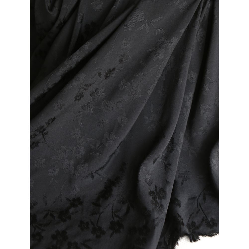 Jasmine - Viscose tissage jacquard fleuri noir