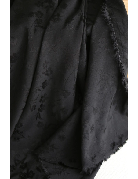Jasmine - Viscose tissage jacquard fleuri noir