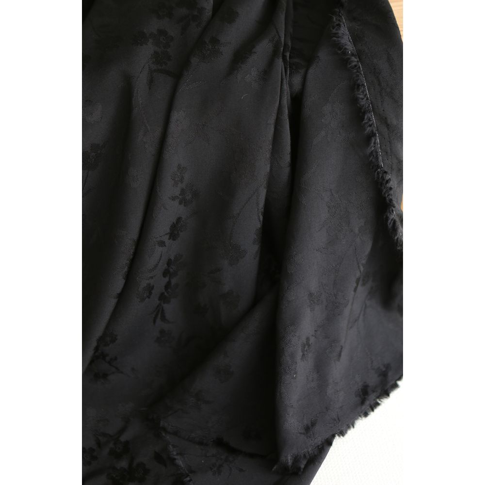 Jasmine - Viscose tissage jacquard fleuri noir