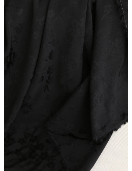 Jasmine - Viscose tissage jacquard fleuri noir