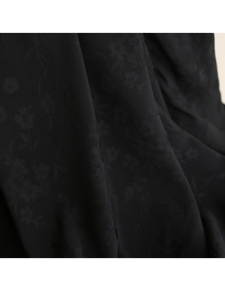 Jasmine - Viscose tissage jacquard fleuri noir