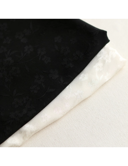 Jasmine - Viscose tissage jacquard fleuri noir